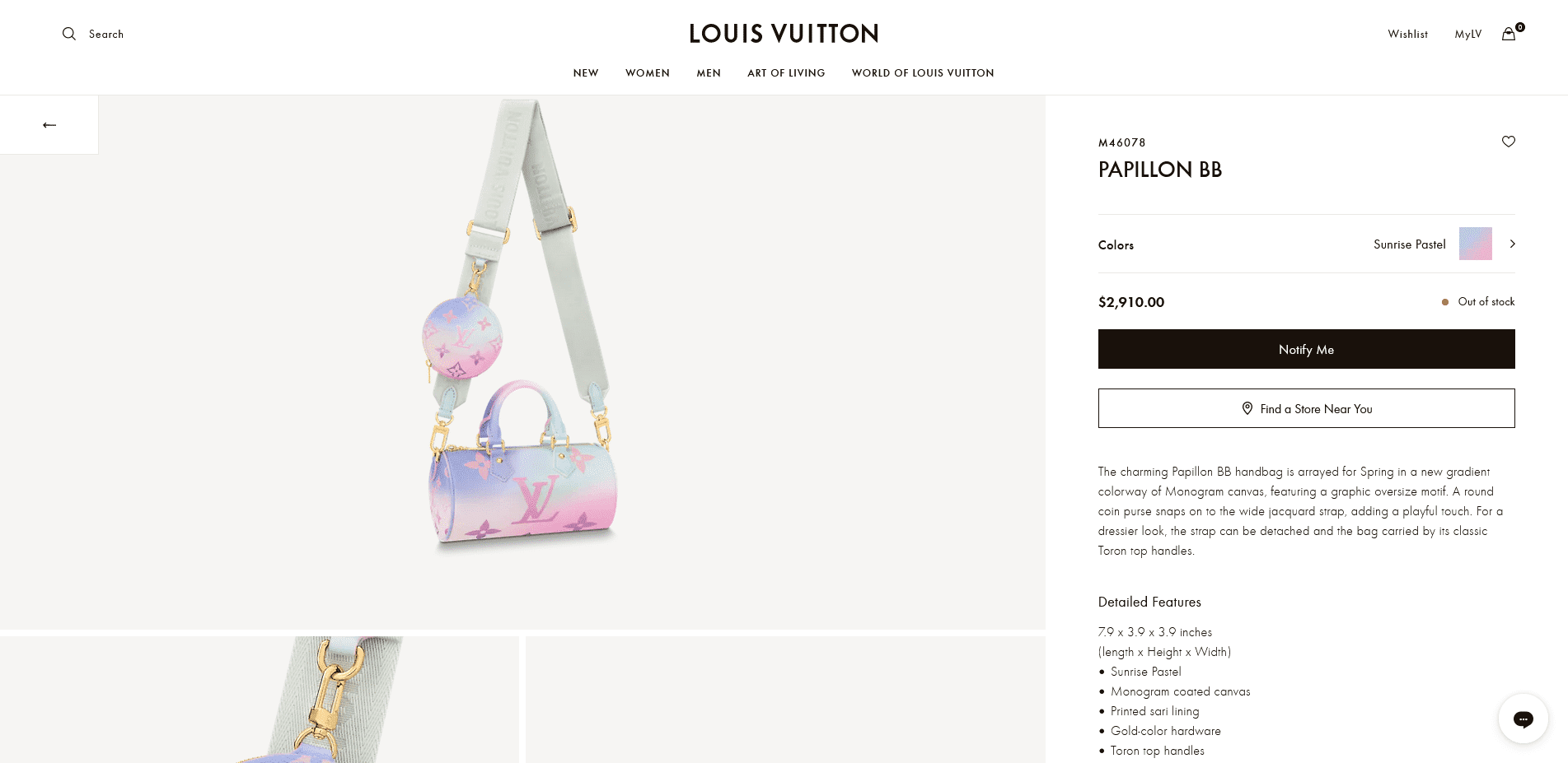 Louis Vuitton Papillon BB Sunrise Pastel M46078